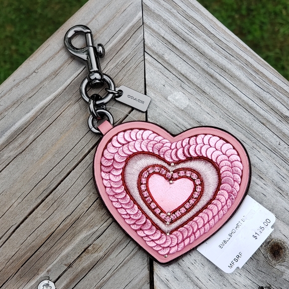 Coach Handbags - Coach Embellished Heart Bag Charm Pink